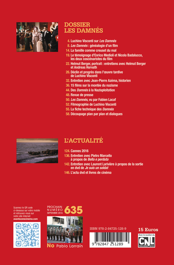 4ème de couverture Les damnés - Avant-Scène Cinéma 634