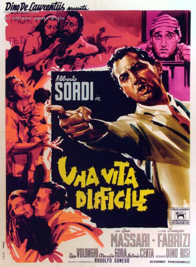 Affiche italienne du film Une vie difficile de Dino Risi