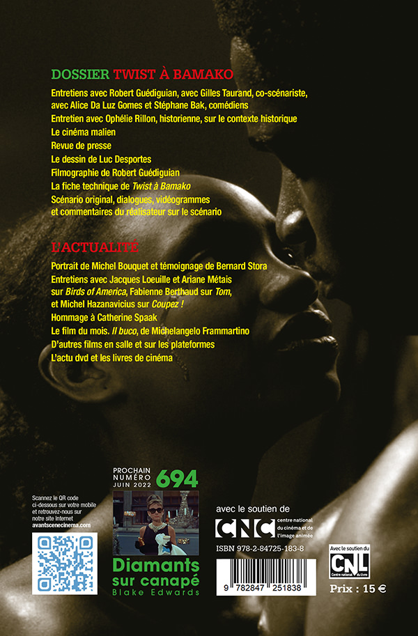 4ème de Couverture numéro 693 de l'Avant-Scène Cinéma à propos de Twist à Bamako de Robert Guédiguian
